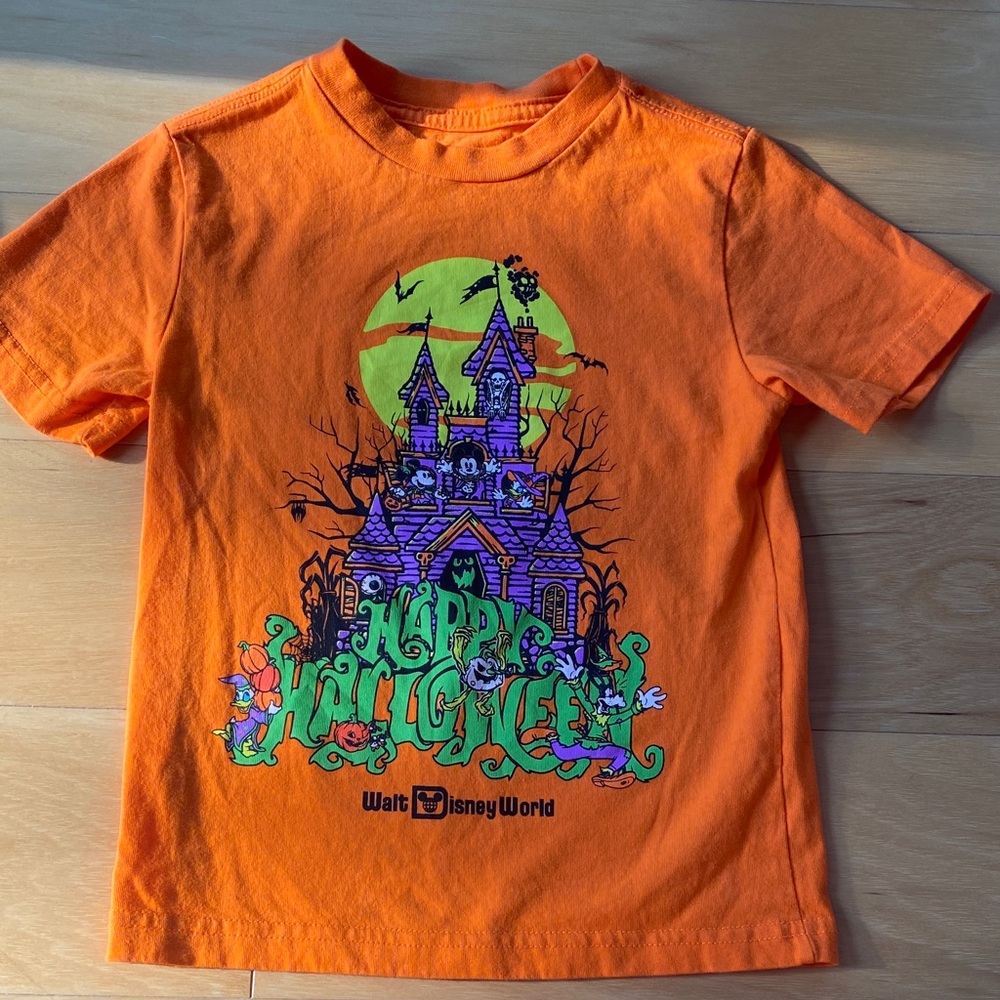 Disney Halloween Kids T-Shirt - Orange and Purple. Size 5/6.